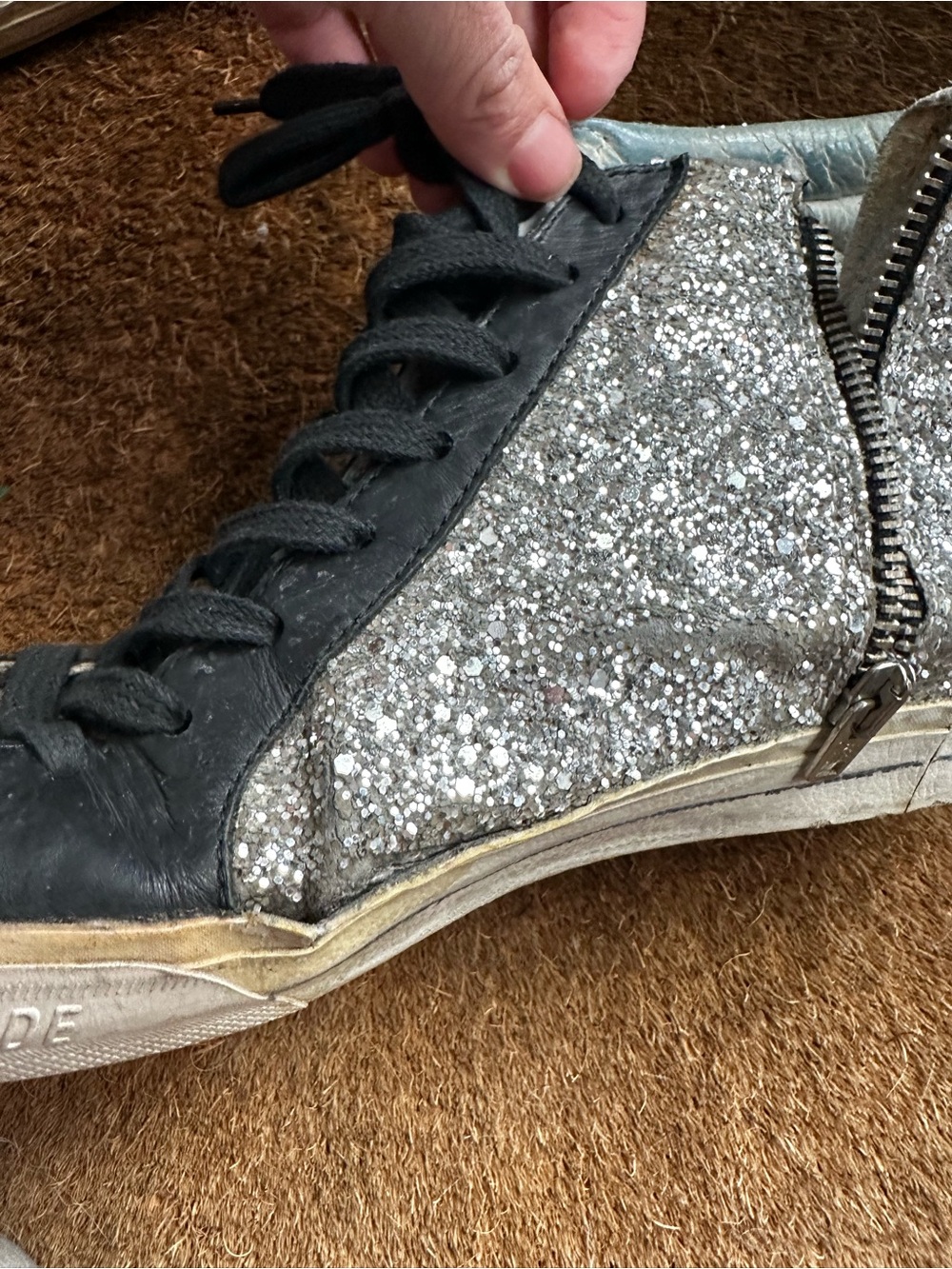 Golden Goose Slide Silver Glitter Black Star 40 - Picture 10 of 11